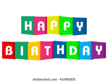 Happy birthday paper text on a white background.