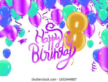 Happy birthday party 8 years anniversary celebration design