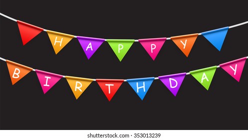 Happy Birthday Party Background with Flags Vector Illustration. EPS10