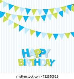 Happy Birthday Party Background with Flags Vector Illustration. EPS 10