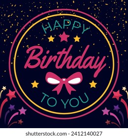 Happy birthday party background with text and colorful tools. Birthday balloons vector background design. 