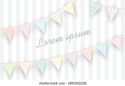 Happy Birthday Party Banner Flag Decorations, pastel color, vector illustration design