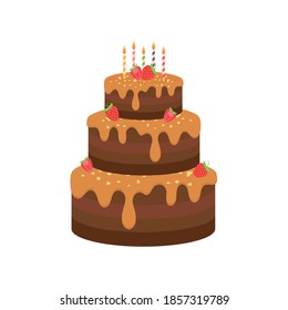 Happy birthday party birthday cake box Celebration Party Hat Gifts Multicolor balloons birthday candles set isolated flat vector graphic design illustration And icon elements