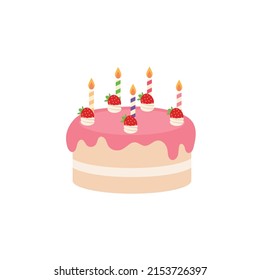 Happy birthday, party birthday, cake box,fruit Cake,Chocolate Cake,Celebration Party birthday candles set isolated flat vector graphic design illustration And icon elements