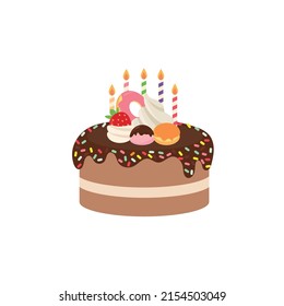 Happy birthday, party birthday, cake box,fruit Cake,Chocolate Cake,Celebration Party birthday candles set isolated flat vector graphic design illustration And icon elements