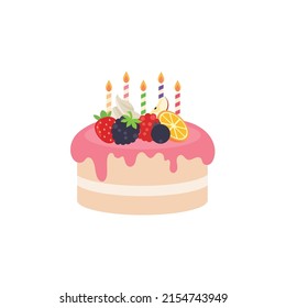 Happy birthday, party birthday, cake box,fruit Cake,Chocolate Cake,Celebration Party birthday candles set isolated flat vector graphic design illustration And icon elements