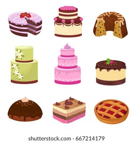 Happy Birthday Party Cakes Decorations Isolated Stock Vector (Royalty ...