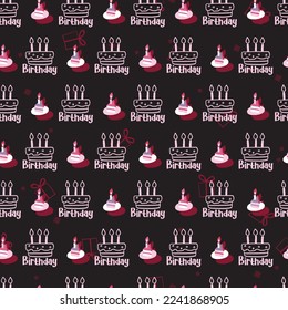 Happy Birthday Party Cakes Vector Seamless Pattern can be use for background and apparel design
