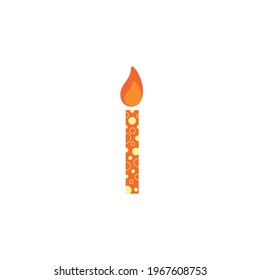 Happy birthday, birthday party, birthday candles colorful flat vector illustration and icon