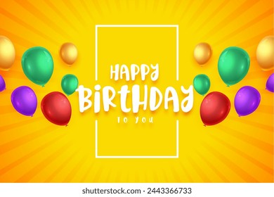 happy birthday party card with colorful balloon design vector