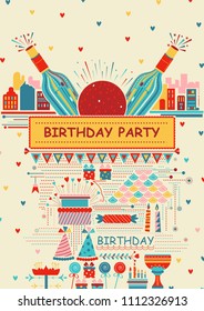 Happy Birthday Party celebration background  in vector