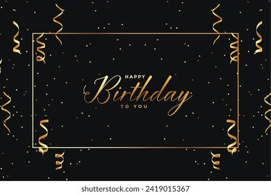 happy birthday party celebration dark poster with confetti decor vector