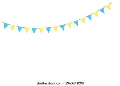 Happy birthday party, birthday party, colorful party flags, flat vector illustration and icons