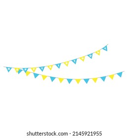 Happy birthday party, birthday party, colorful party flags, flat vector illustration and icons
