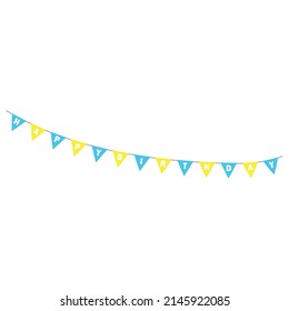 Happy birthday party, birthday party, colorful party flags, flat vector illustration and icons