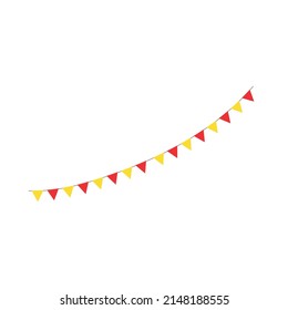 Happy birthday party, birthday party, colorful party flags, flat vector illustration and icons