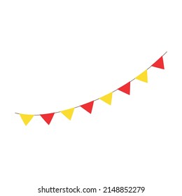 Happy birthday party, birthday party, colorful party flags, flat vector illustration and icons