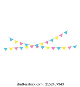 Happy birthday party, birthday party, colorful party flags, flat vector illustration and icons