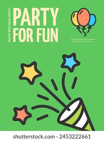 Happy Birthday Party Concept Placard Poster Banner Card Music Entertainment Club. Vector illustration of Celebration Anniversary