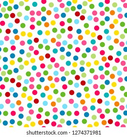 Happy Birthday, Party decor. Vector carnaval seamless colorful pattern. Kids festive background with confetti. Vector colorful kid carnaval Happy birthday party decor in vivid colors