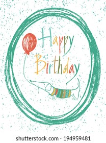 Happy birthday party, design card with dog