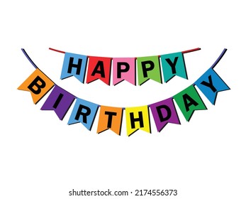 Happy Birthday with party element isolated on white background for birthday celebration