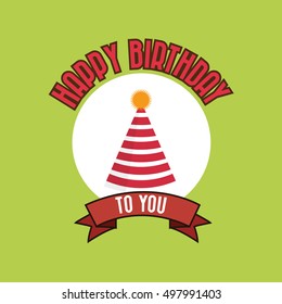 happy birthday party hat emblem image 