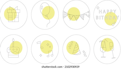 Happy birthday party icon element isolated set. Vector flat graphic design illustration