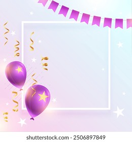 happy birthday party invitation background with text space vector