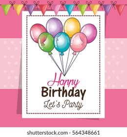 happy birthday party invitation with balloons air