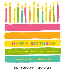 Happy Birthday and Party Invitation Card - with place for your text - in vector