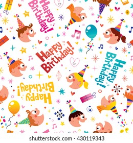 Happy birthday party kids seamless pattern