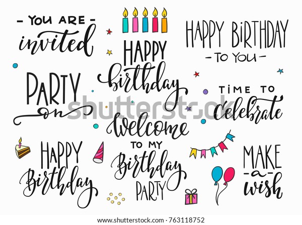 Happy Birthday Party Lettering Sign Quote Stock Vector (Royalty Free) 763118752