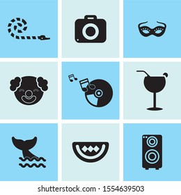 Happy Birthday Party line icon set. Included the icons as celebration, anniversary, party, congratulation, cake, gift, decoration and more.