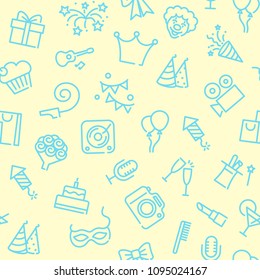Happy Birthday Party line pattern. Vector illustration