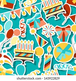 Happy Birthday party seamless pattern.