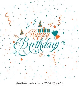 Happy Birthday Party Social Media Post Template Flat Vector 
