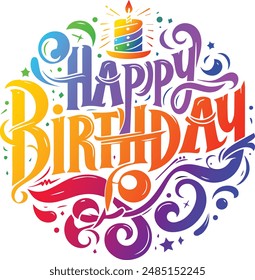 Happy birthday party text vector 