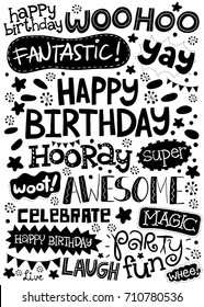Happy Birthday Party Typography Graphics Different Stock Vector ...