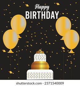 Happy birthday party vector template background. Happy birthday greeting  text and colorful  balloons celebration elements for birth day card decoration. Vector illustration