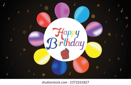 Happy birthday party vector template background. Happy birthday greeting text and balloons celebration elements for birth day card Vector