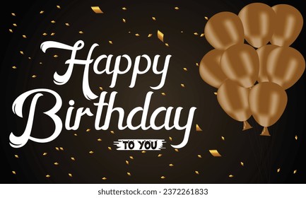 Happy birthday party vector template background. Happy birthday greeting text and balloons celebration elements for birth day card Vector