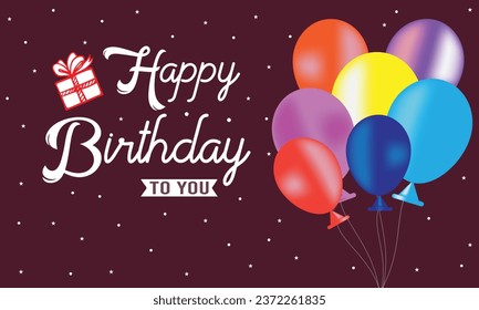 Happy birthday party vector template background. Happy birthday greeting text and balloons celebration elements for birth day card Vector