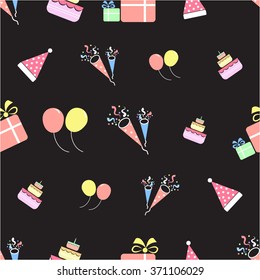 Happy Birthday pattern black background.vector