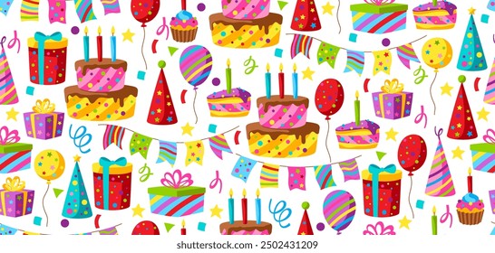 Happy Birthday pattern. Celebration or holiday items.