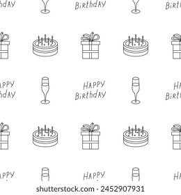 Happy birthday pattern. Seamless birthday background.