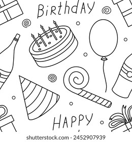 Happy birthday pattern. Seamless birthday background.