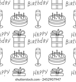 Happy birthday pattern. Seamless birthday background.