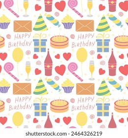 Happy birthday pattern. Seamless birthday background