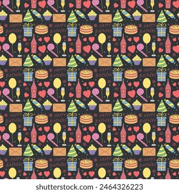 Happy birthday pattern. Seamless birthday background